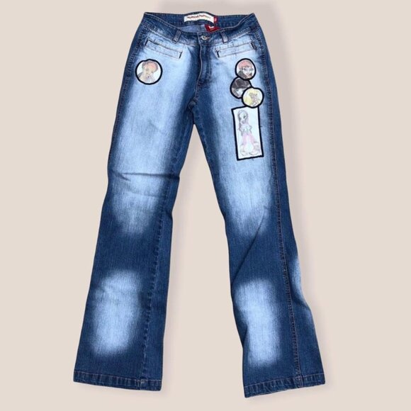 💙 90s Vintage Bratz Patch Low Rise Jeans – Members Property – Size 1 - Picture 1 of 5